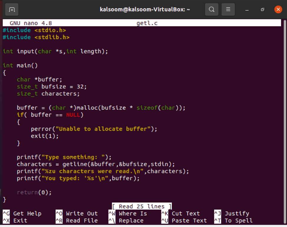 Getline function in C