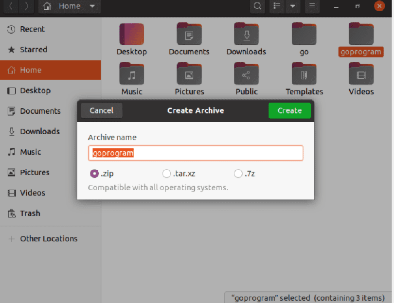 How to ZIP a folder in Ubuntu