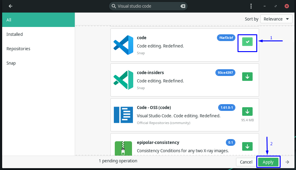 How to install VS Code in Manjaro Linux