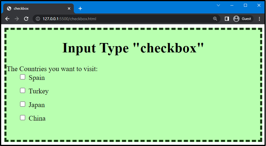 HTML input type=“checkbox”