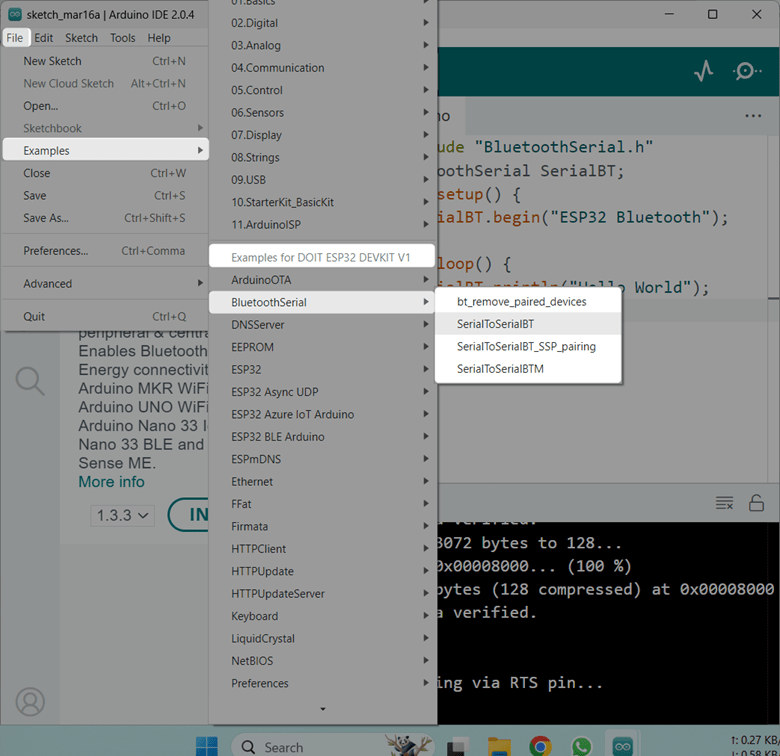 ESP32 Serial Communication over Bluetooth Using Arduino IDE Linux
