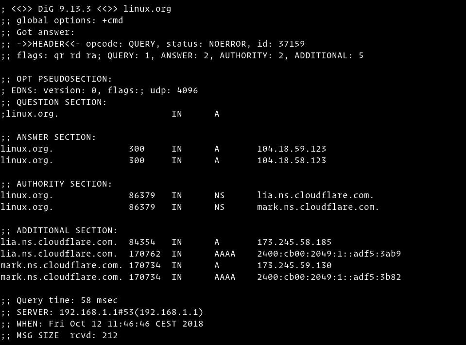 Dig Command in Linux (DNS Lookup) Linuxize