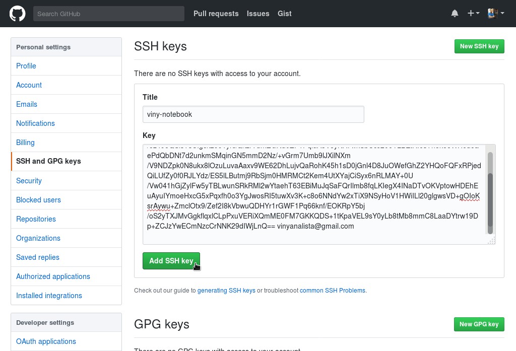 Using Git with SSH keys Linux Kamarada