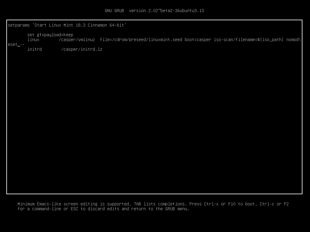 Boot options — Linux Mint Installation Guide documentation