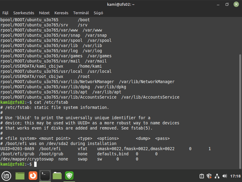 ZFS, mint Linux Mint fájlrendszer Linux Mint Magyar Közösség