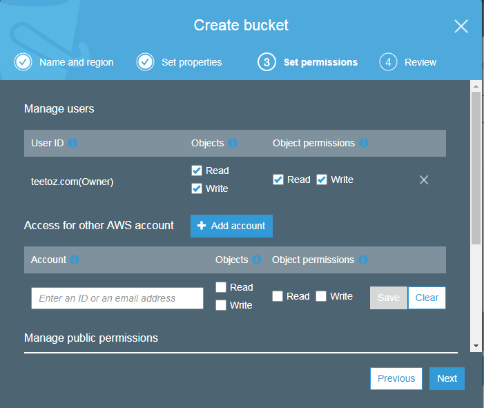 How to configure s3 bucket in AWS. UX Techno
