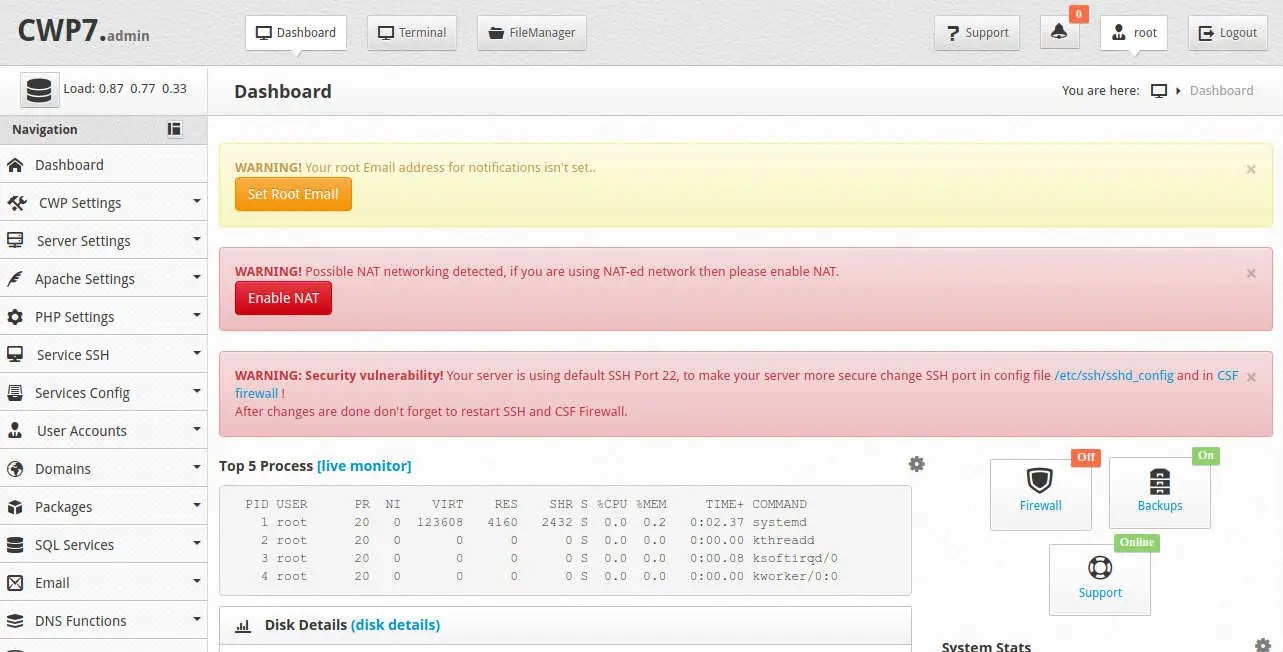 CWS Complete guide to install CentOS Web Panel