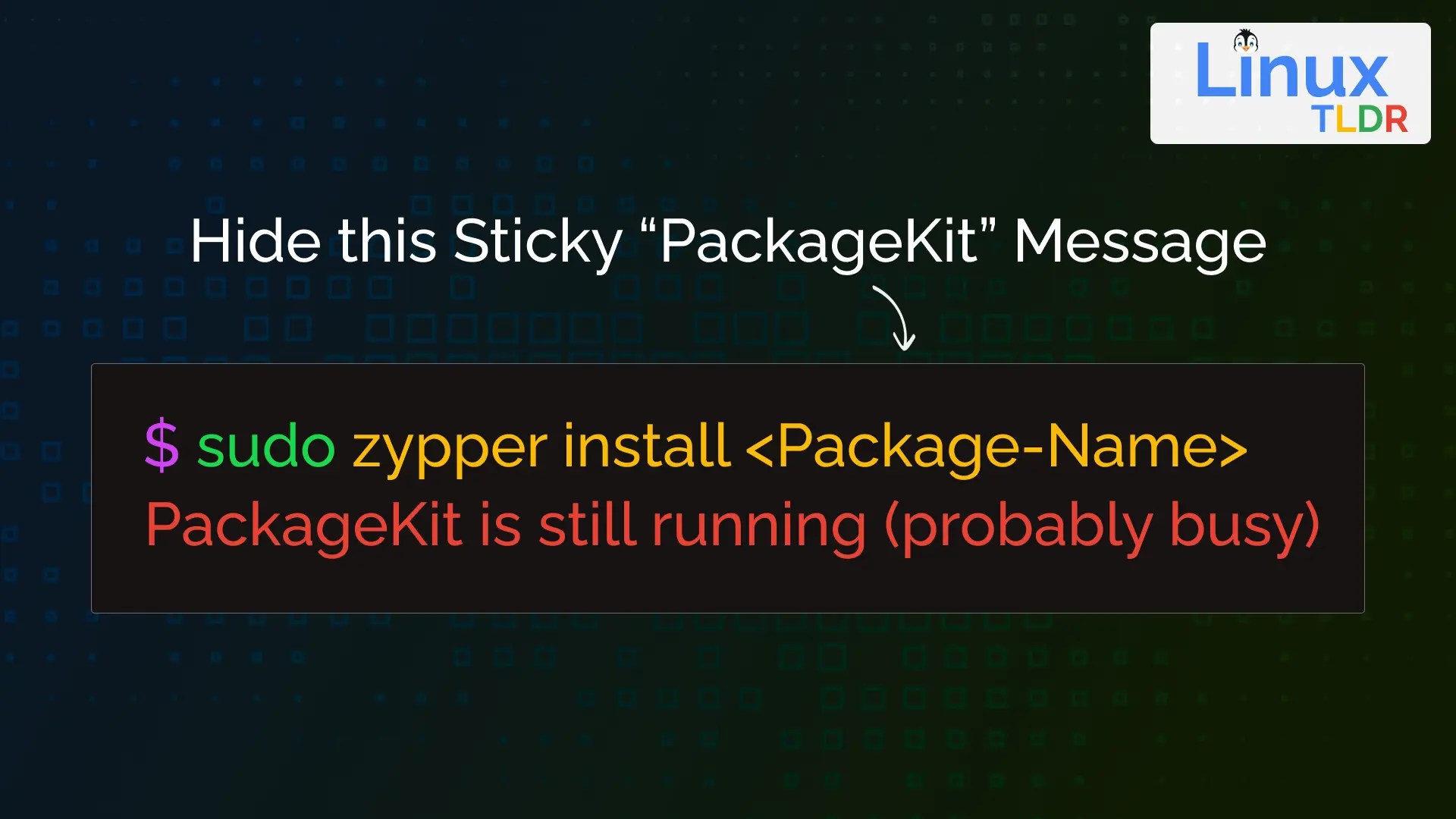 How to Hide "PackageKit" Message in openSUSE