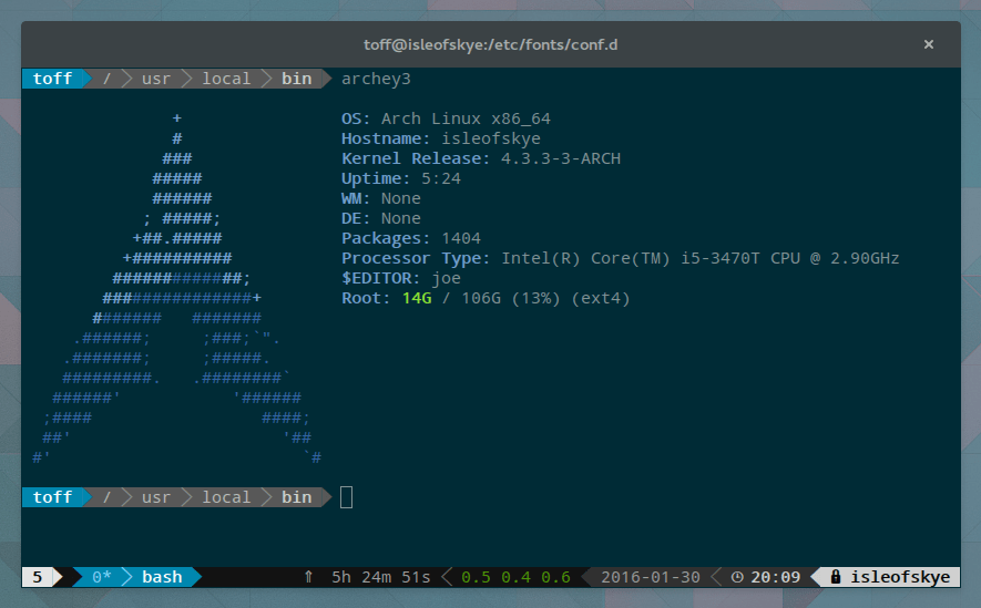 ShellAddon Powerline in Arch Linux und Ubuntu