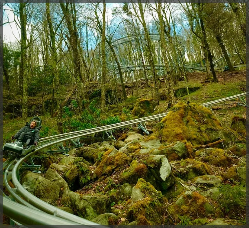 Wilderness Run Alpine Coaster Banner Elk NC Linville River Log Cabins