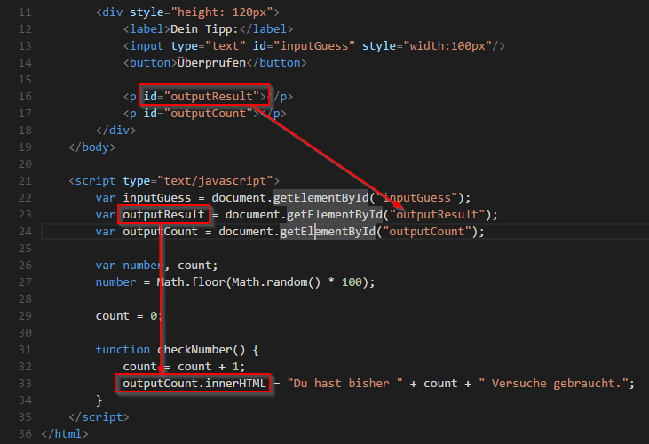 JavaScript Zahlen raten