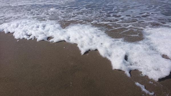寺泊山田海岸で波の華出現 圧倒的なスタイル