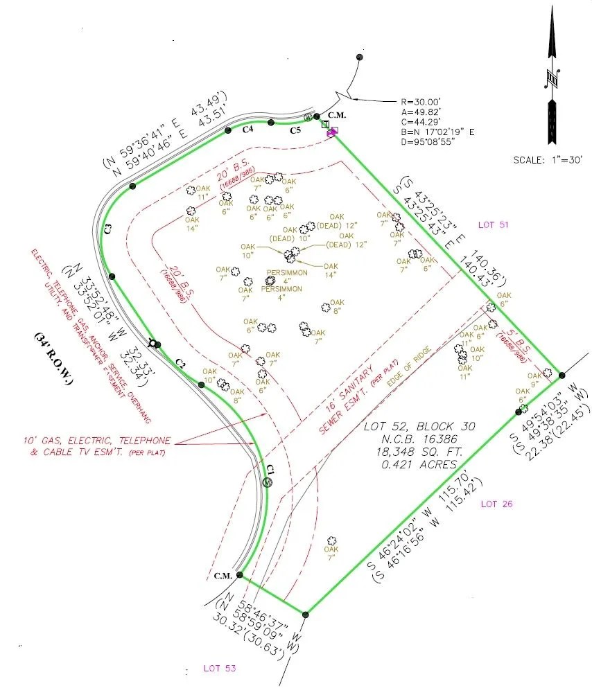 Tree Survey Westar Alamo Land Surveyors San Antonio, Texas