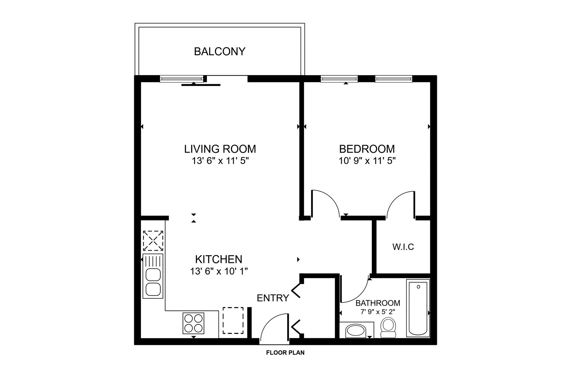 1 bedroom apt Floor Plan Wessex Apartments Ames, Iowa