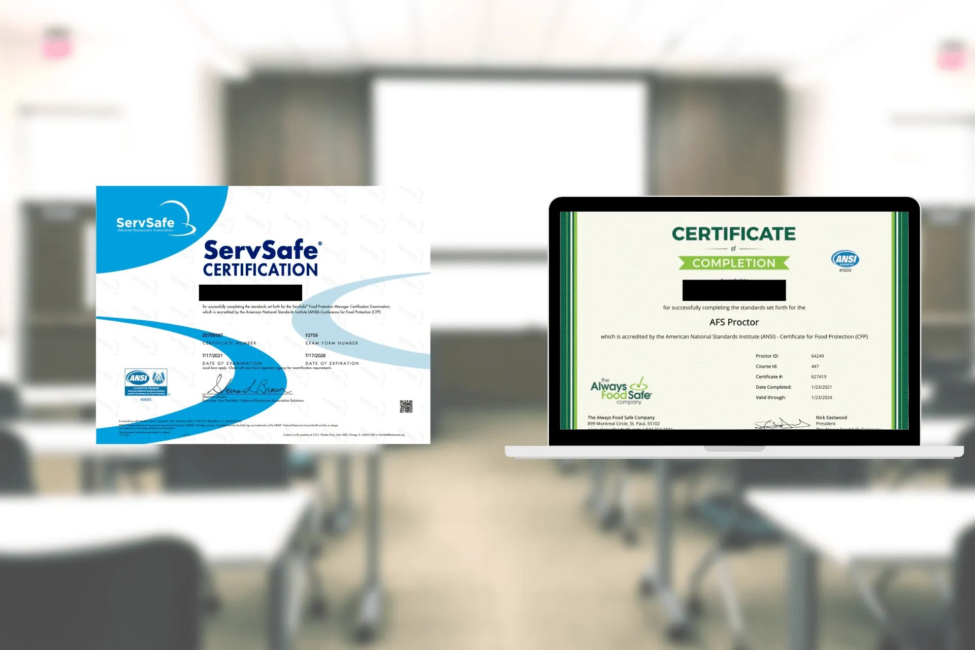 New Food Manager Certification ServSafe and Always Food Safe