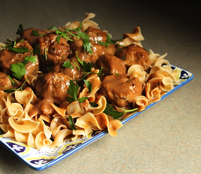 Meatballs and Gravy with Noodles Lisa G Cooks