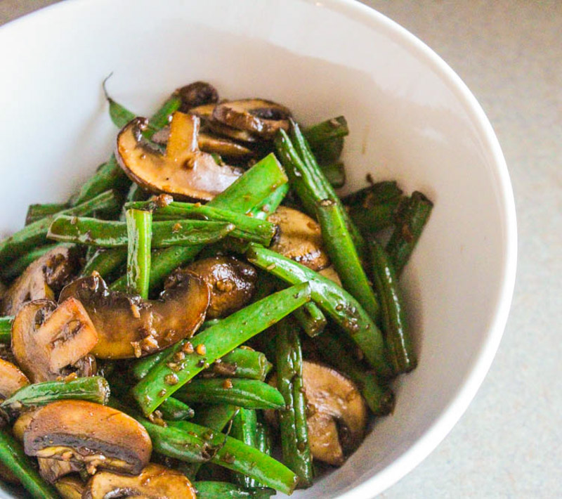 Asian Style Mushrooms and Green Beans Lisa G Cooks