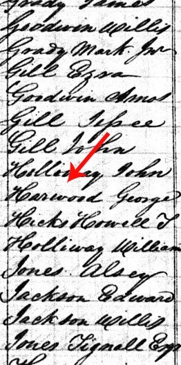 1830 Census George Harwood arrow