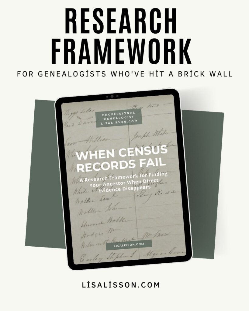 Tablet MOck up of the research guide When Census Records Fail