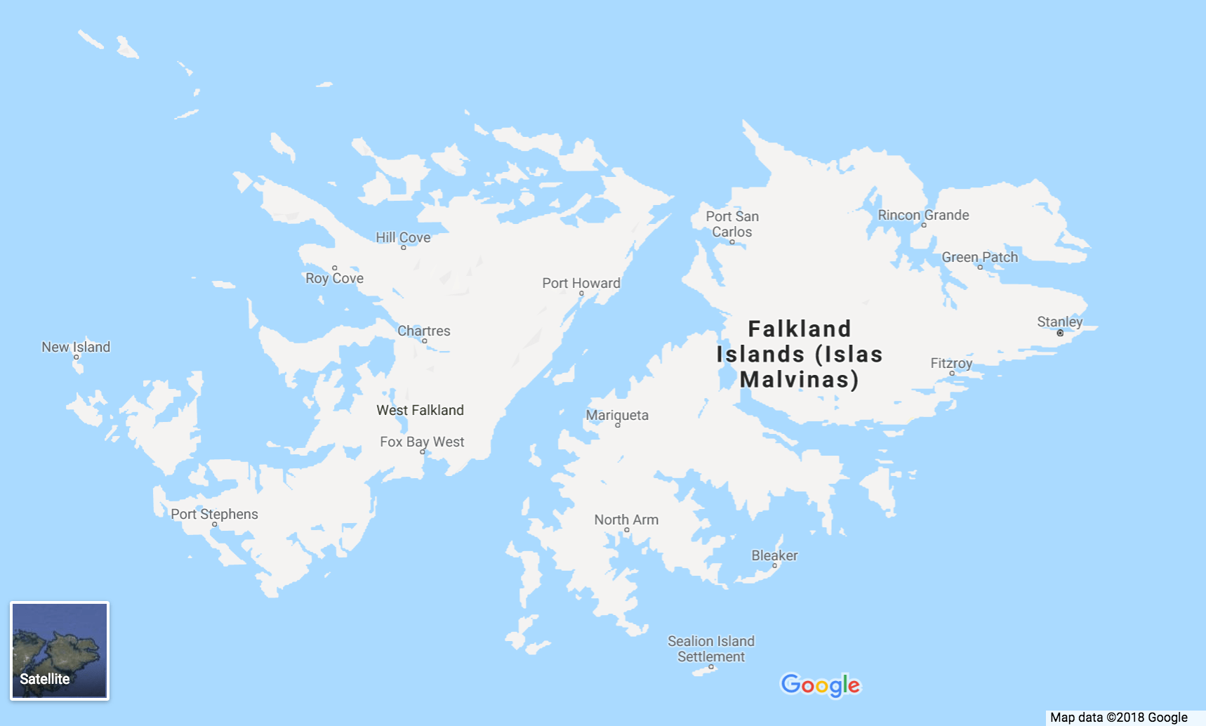 Falkland Islands topographic map, elevation, terrain