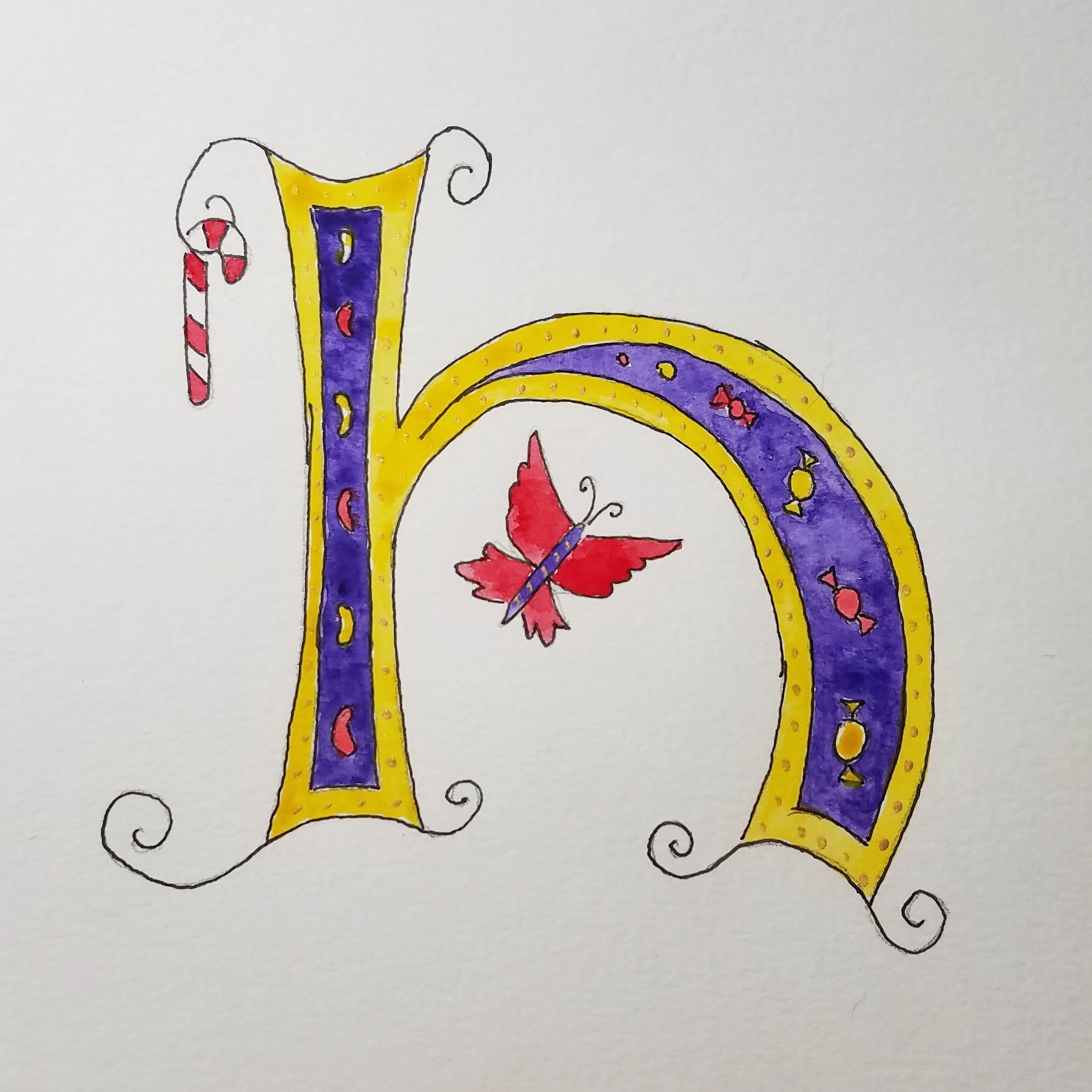 Lisa Shea Medieval Illuminated Watercolor Letter