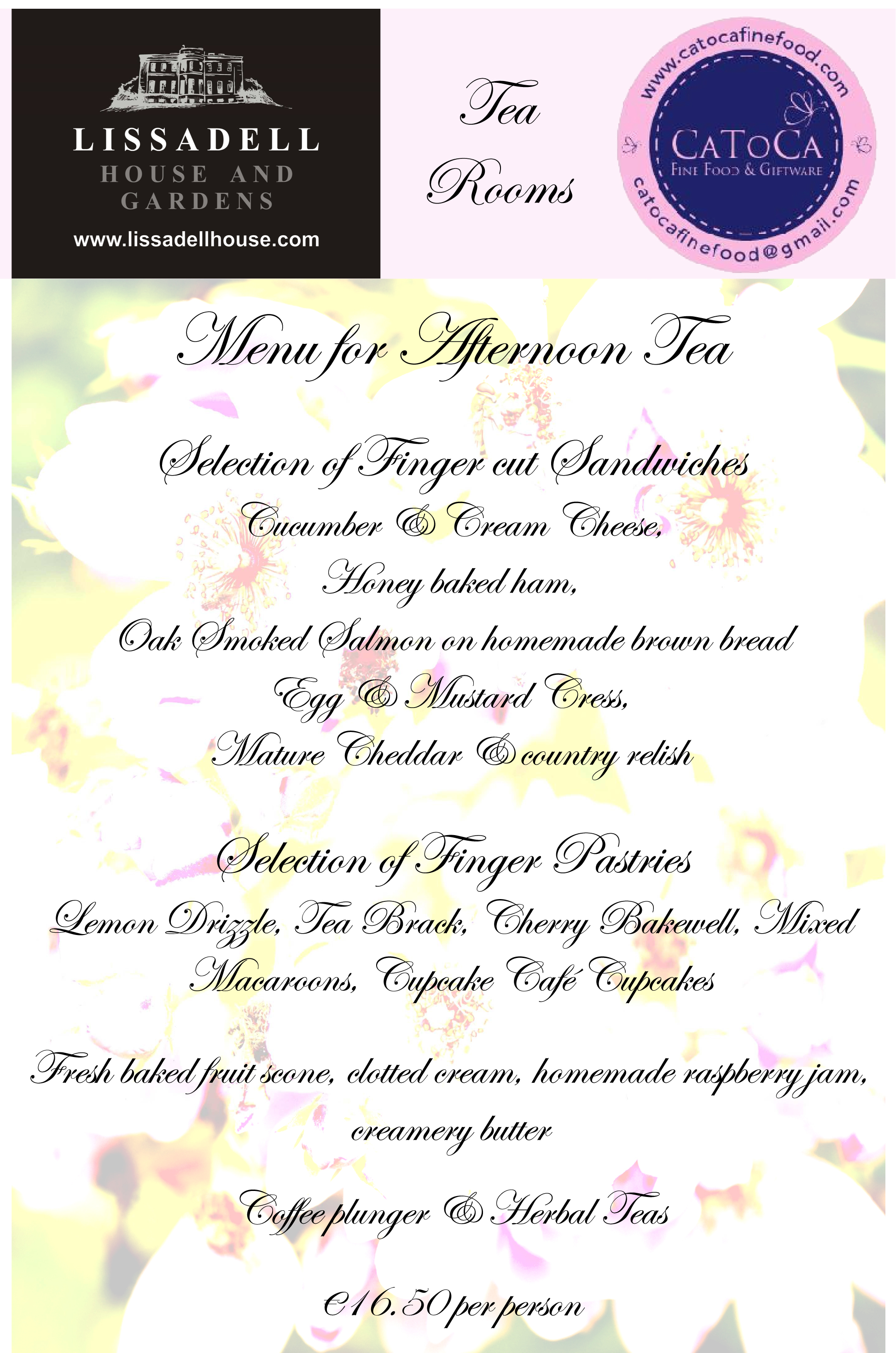 Tea Room Menu Lissadell House Online