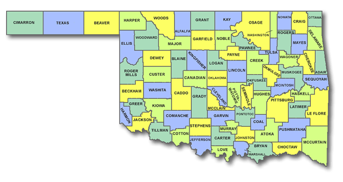 Map Of Oklahoma Counties With Names Alphabetical List Of Oklahoma Counties
