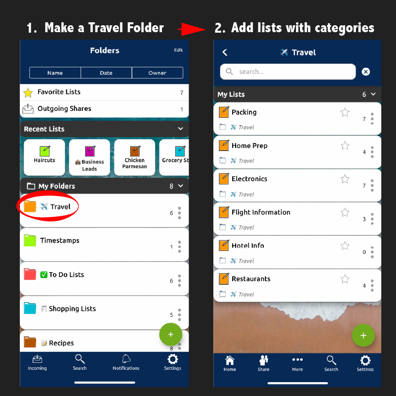 travel lists Listij App