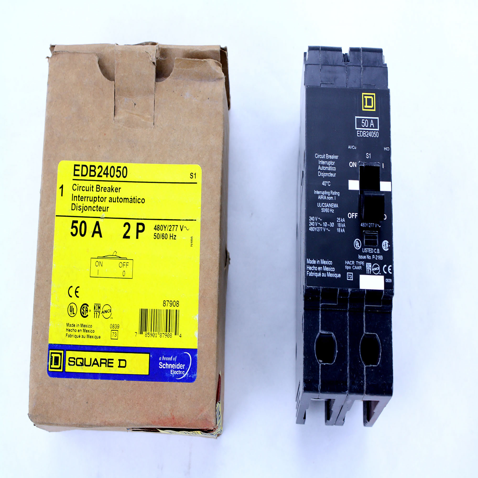 SQUARE D EDB24050 2 POLE 50 AMP 480Y/277V 18KA THERMAL CIRCUIT