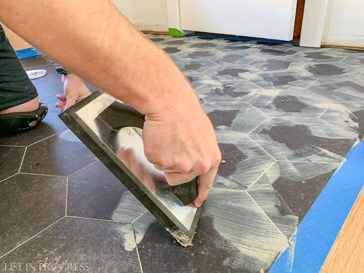 How to Install Groutable Vinyl Floor Tile List in Progress
