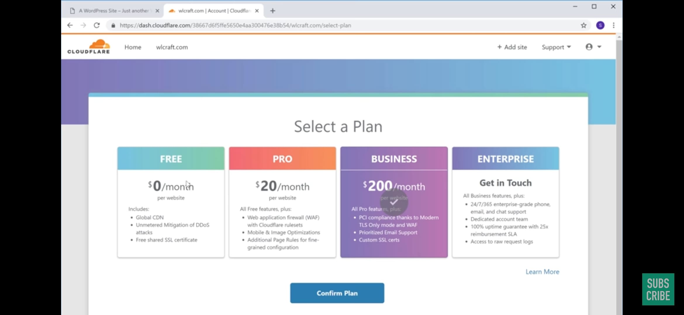 फ्री प्लान choose करें ssl