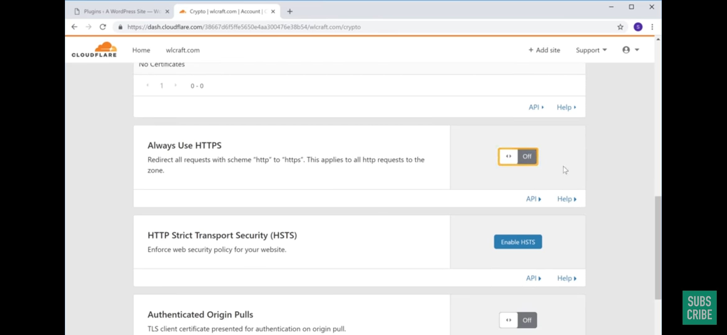 फ्री ssl सर्टिफिकेट के लिए always use https मोड को ऑन करें