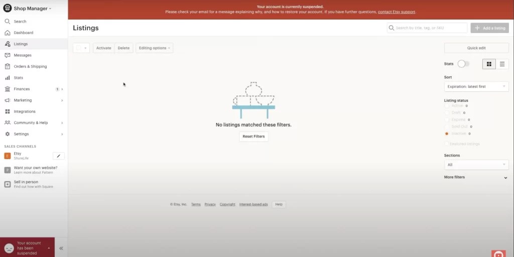 Etsy Account Suspended A Guide to Resolution [Nov 2023 ]