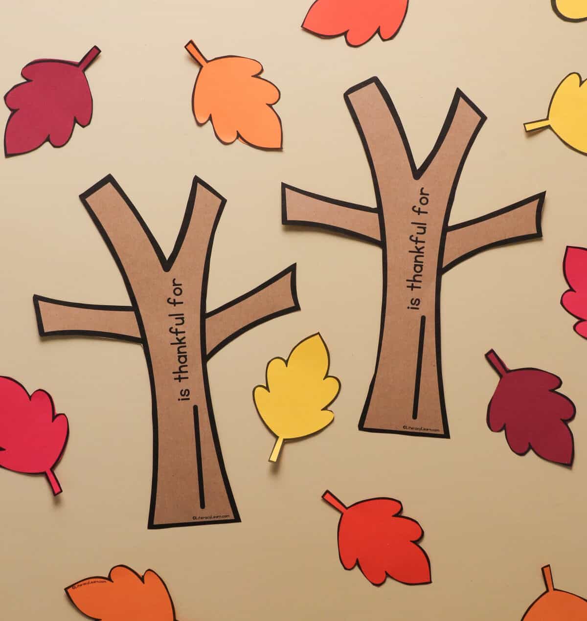 Free Printable Thankful Tree with Leaves Literacy Learn