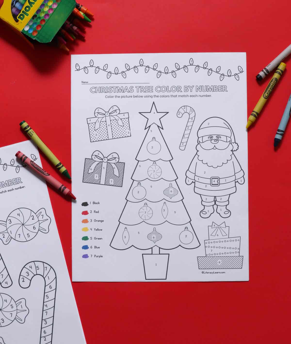 Christmas ColorbyNumber FREE Printable Pages Literacy Learn