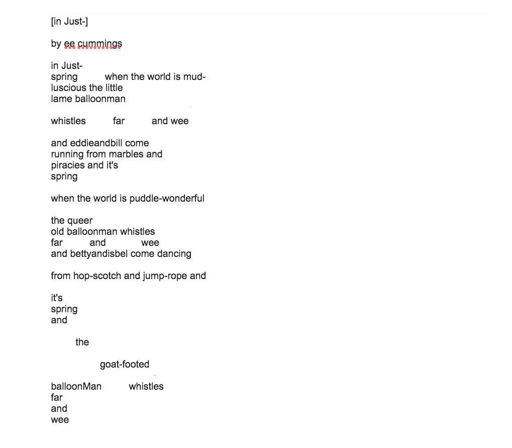Analysis [In Just] Poem by ee cummings (Or When I Fell In Love With