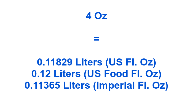 4 Oz to Liters | 4 Ounces to Liters | How much is 4 Oz in Liters?