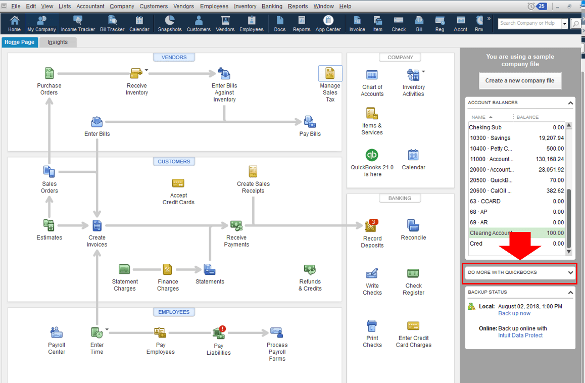 Remove the Quickbooks advertising block on the low...