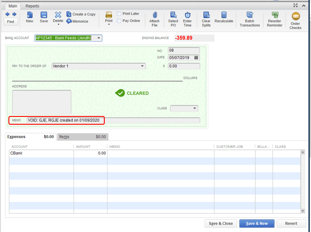 How Do You Void A Check In Quickbooks / Solved Void Checks In Closed