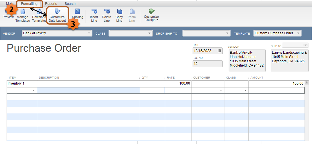 Customer column on Purchase Order QuickBooks Community