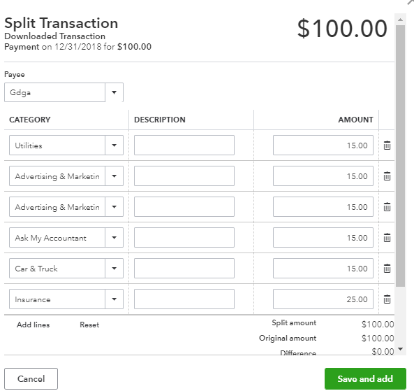 How can I split a credit card transaction over 2 properties?