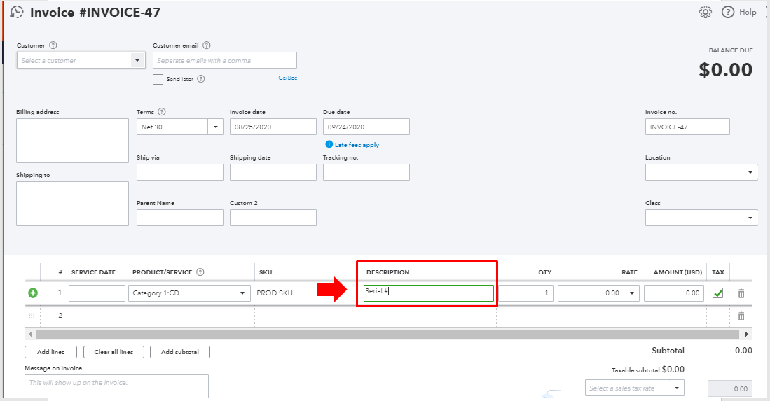 Solved serial number on the invoice