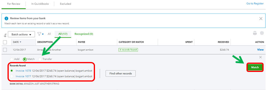 How to match downloaded credit card payments QuickBooks Community