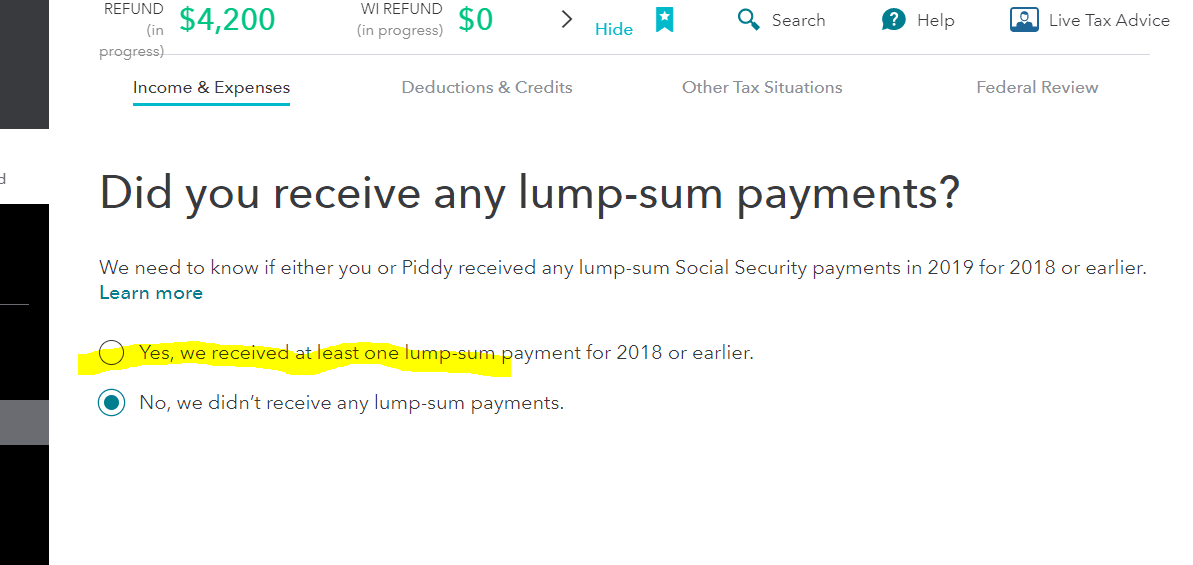 Lump Sum Social Security Worksheet