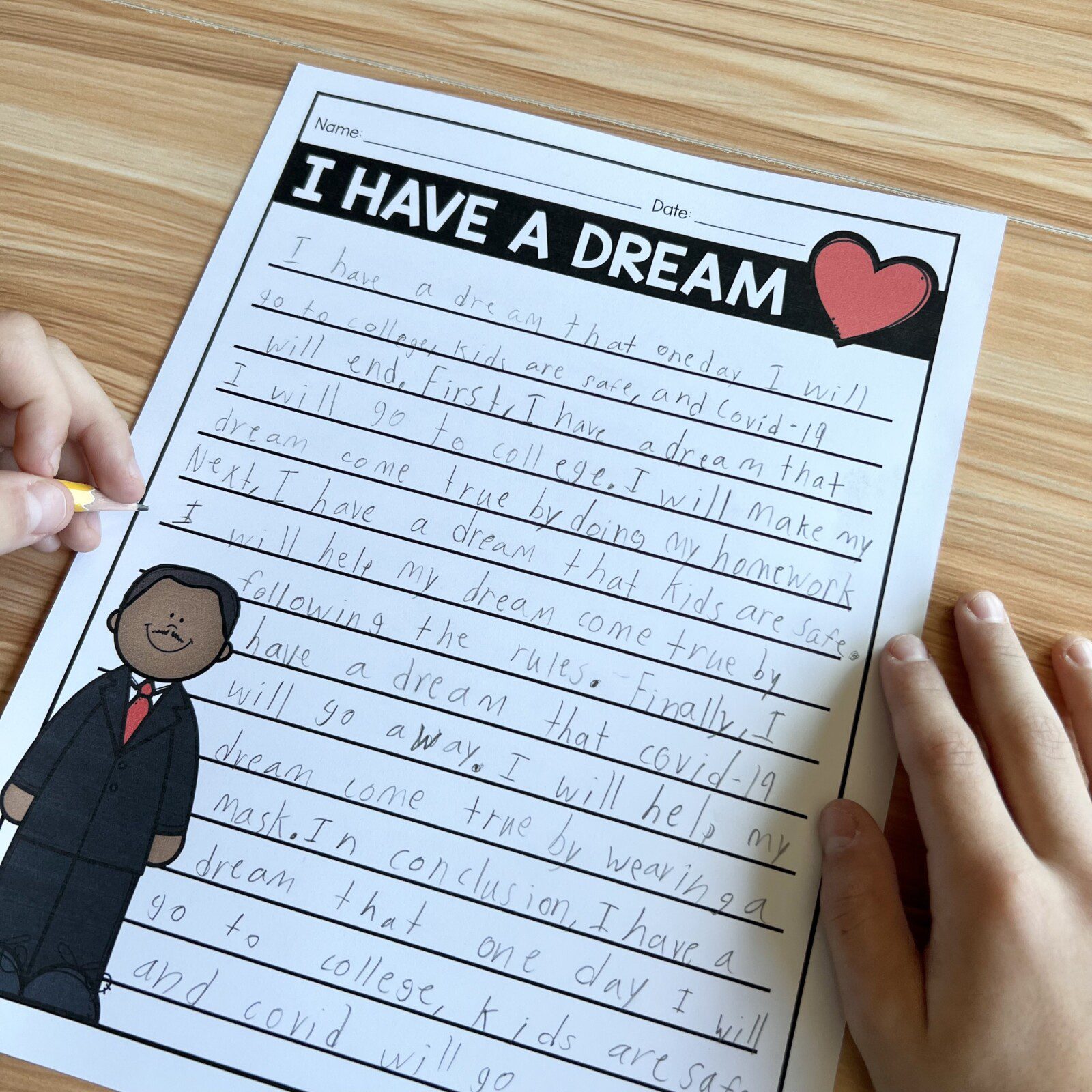 I Have A Dream Writing Activity for Martin Luther King Day - Literacy