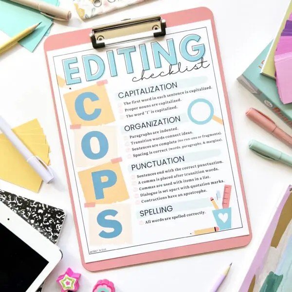 Free Printable PDF COPS Editing Checklist Literacy In Focus