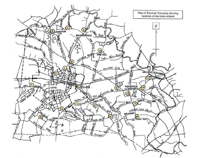 Map of Warwick Township with Locations Lititz Public Library