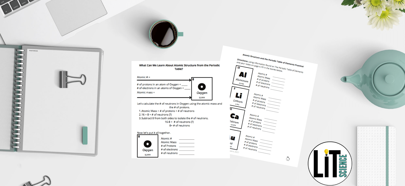 Calculating protons, neutrons, and electrons (Worksheet included) - Lit