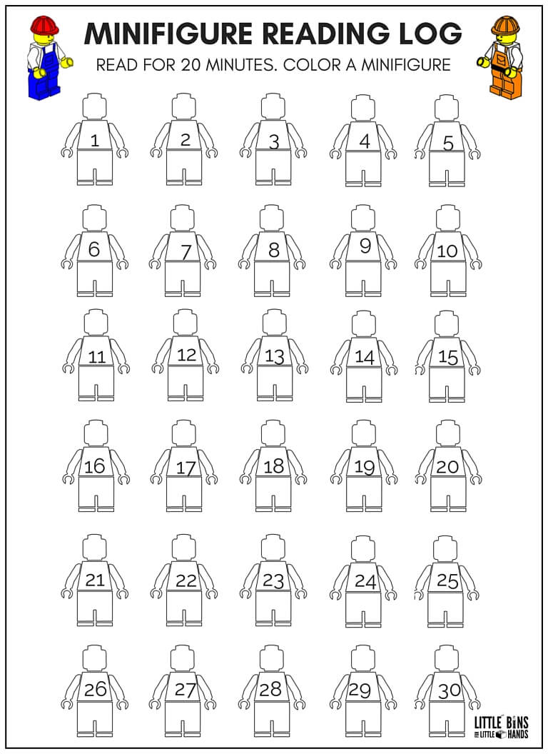Printable Reading Log LEGO Minifigure Theme