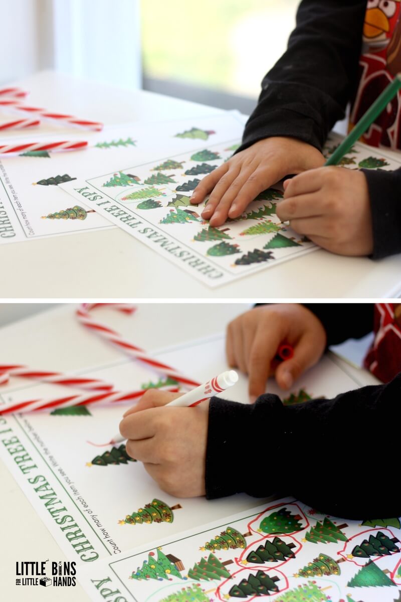 I Spy Christmas Tree Counting Math Activity for Kids